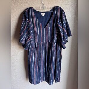 Garnet Hill Lola organic cotton shimmer Mini Dress sz L EUC flirty coastal vacay